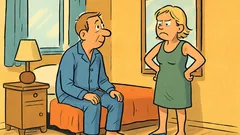 Skämt: En man satt på sängkanten