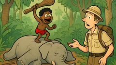 Skämt: Äventyrare vandrar genom djungeln, hittar elefant